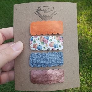 Watercolor pumpkin snap clip set for hair